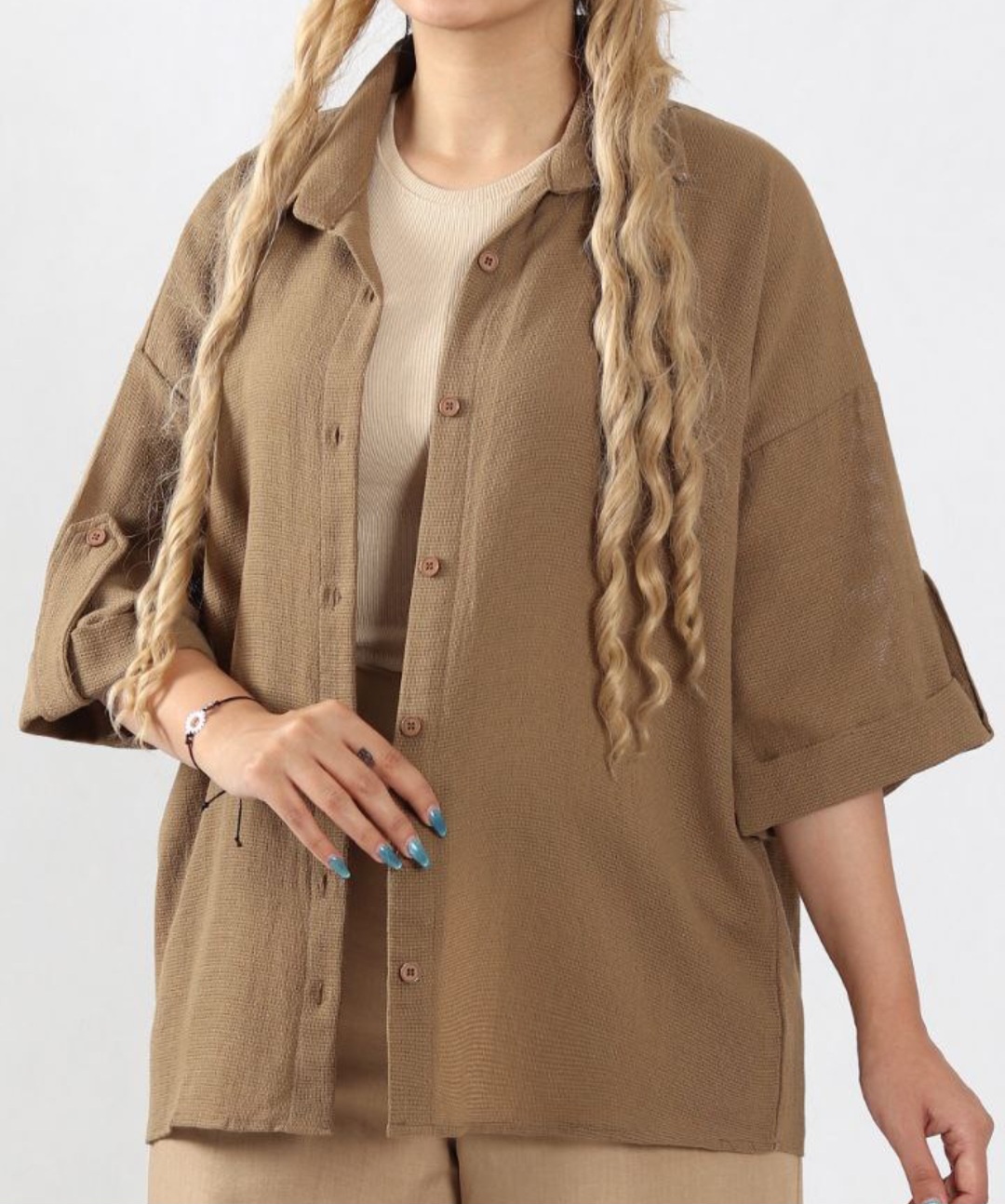 شومیز مانتویی حصیری کنفی