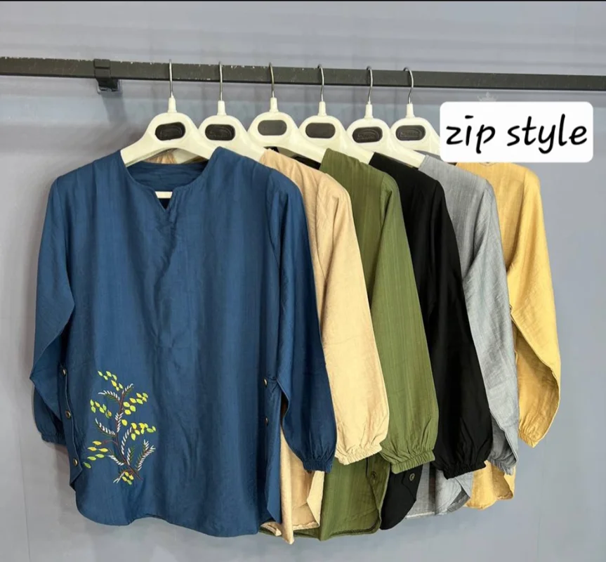 تونیک گلدوزی بقل سه دکمه